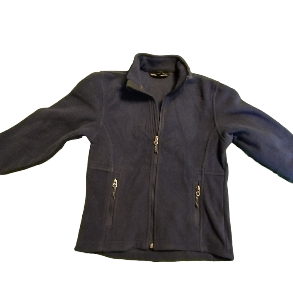 Dark Blue Port Authority Fleece Zippered Jacket Youth Snall
